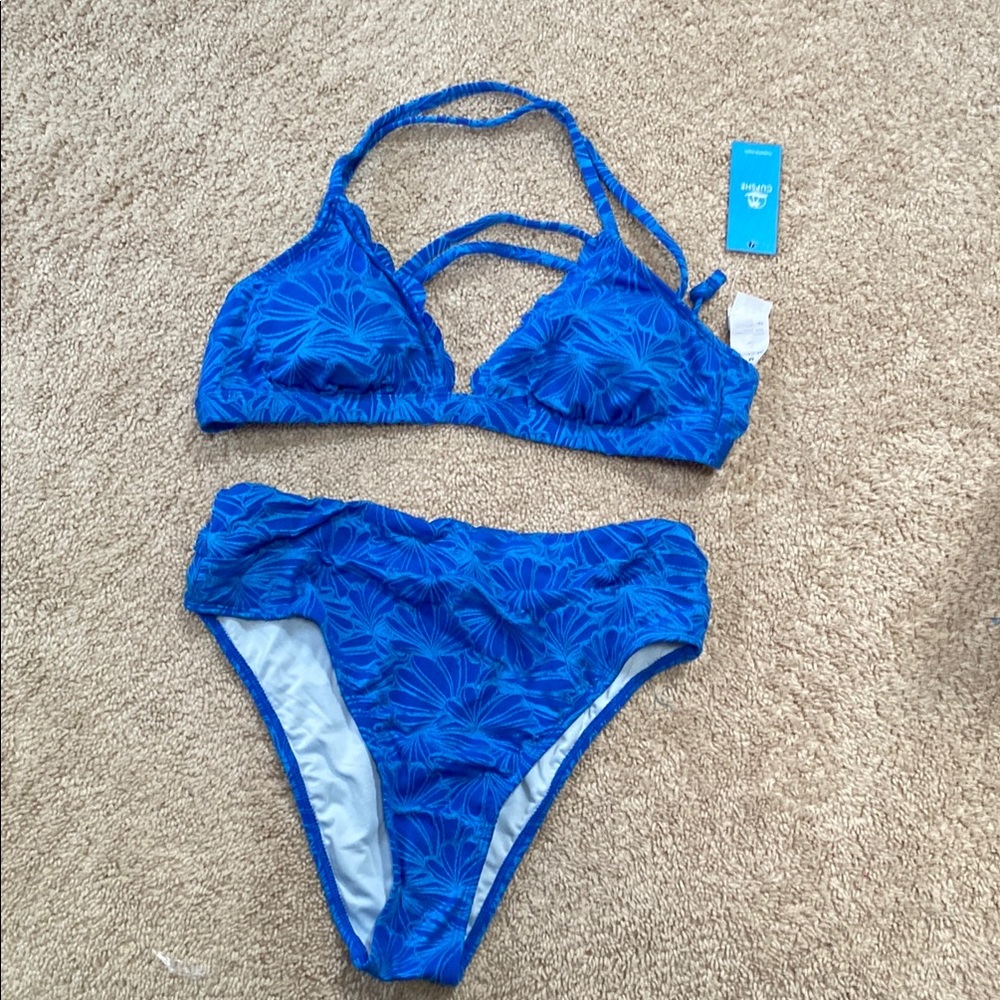 Cupshe Blue Floral Bikini Set